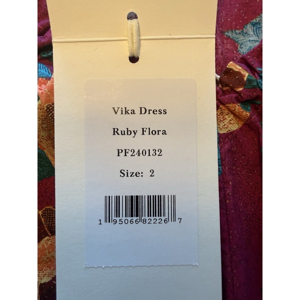 Ulla Johnson Vika Midi Dress Size 2 Ruby Floral Cotton Poplin Puff Sleeve NWT - Picture 12 of 14
